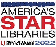 America's STAR Libraries - LJ Indoex of Public Library Services 2022 in red, white and blue text