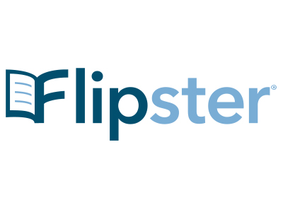 Flipster text in shades of blue on white