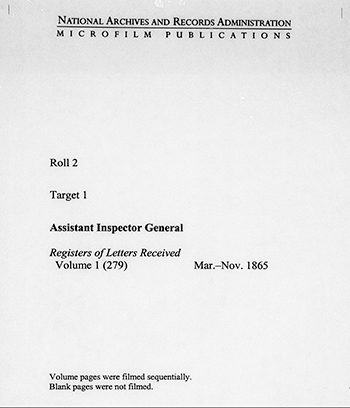 Target Image on each entry on microfilm provides a descriptor of what images will follow including the DGS # and the Target number