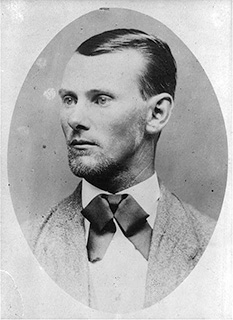 Jesse James black and white oval portrait