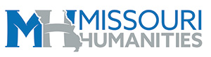 Missouri Humanities logo - Missouri in blue text on top of Humanities in gray on white background