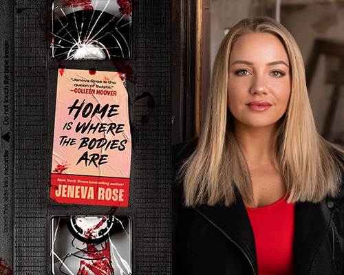 Jeneva-Rose - "Home Is Where the Bodies Are" book cover and color author photo