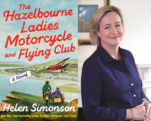 Helen Simonson - "The Hazelbourne Ladies Motorcycle and Flying Club" book cover and color author photo