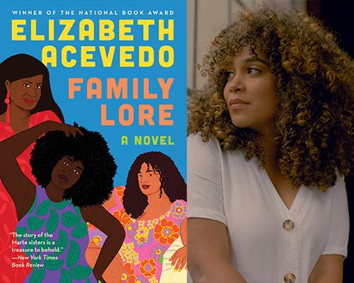 Elizabeth Acevedo - “Family Lore” book cover and color author photo